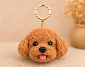 Porte-clés personnalisé en laine feutrée pour animaux de compagnie, porte-clés en laine, chien, chat, cadeau commémoratif fait main