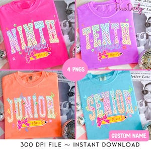 Preppy Back To School Bundle Png, Colorful First Day Of School Png, Custom Name First Day of School Png, 9th/10th/Junior/Senior,Coquette Bow