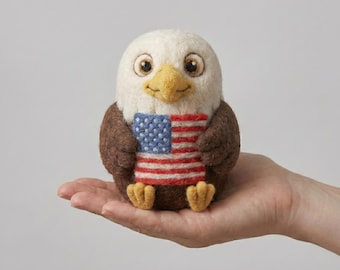 Figura de águila calva de fieltro hecha a mano, decoración patriótica con forma de sombrero del tío Sam, miniatura del 250 aniversario de EE. UU.