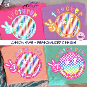 Neon Smiley Back To School bundle, Funny Back To Cchool Png, Colorful Lighting Bold, Custom Name Design, Professer Teacher Name,Trending Png