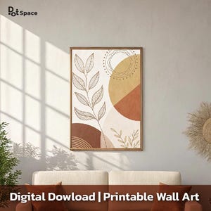 Minimalist Botanical Print: Mid Century Modern Leaf Art (Digital Download