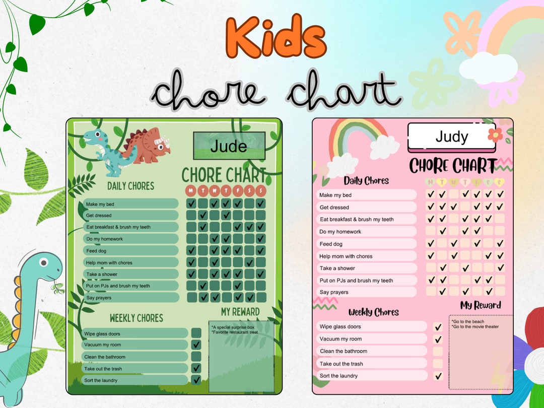 Kids Chore Chart PDF | Interactive Daily Tasks Checklist |children ...