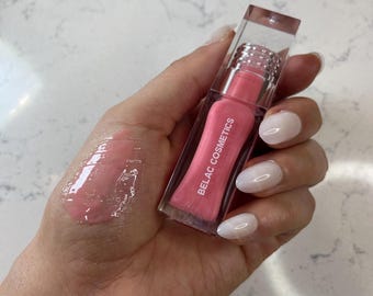 Belac Cosmetics Hybrid Lip Gloss | Lip Balm & Gloss in One | Moisturizing High Shine Finish | Smooth Hydrating Formula | Whipped Petals