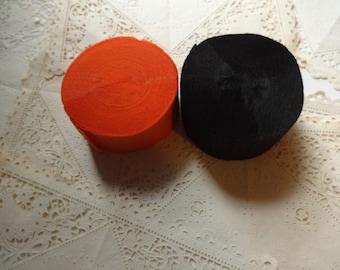 Two Halloween Crepe Paper, Orange and Black for Halloween Parties, Crafting