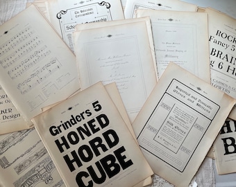 Vintage Lettering Ephemera, Original 1900s Assorted Black Letters, Borders, Font Styles, Numbers, Package of 12
