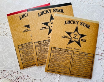 Vintage Lucky Star Lined Paper Writing Tablet, Naturally Aged, Junk Journals, Smash Books, Collage