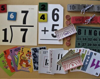 Vintage Numbers Paper Pack, Vintage Numbers, Game Pieces, Scrapbooking, Mixed Media, Collage