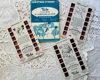 Vintage True Vue Christmas Stories Film Cards, Rudolph Santa Frosty