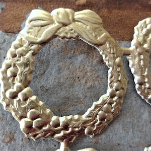 CLEARANCE-GOLD German Embossed Wreaths, 6, Gorgeous Holiday Embellishment, Card Making