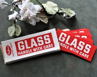 Vintage Reyburn's Gummed Labels, Glass Handle with Care Stickers