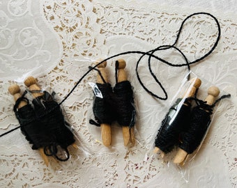 Black Jute Twine 10 Yards on Two Clothespins for Halloween Banners, Cards, Crafts, Packaging