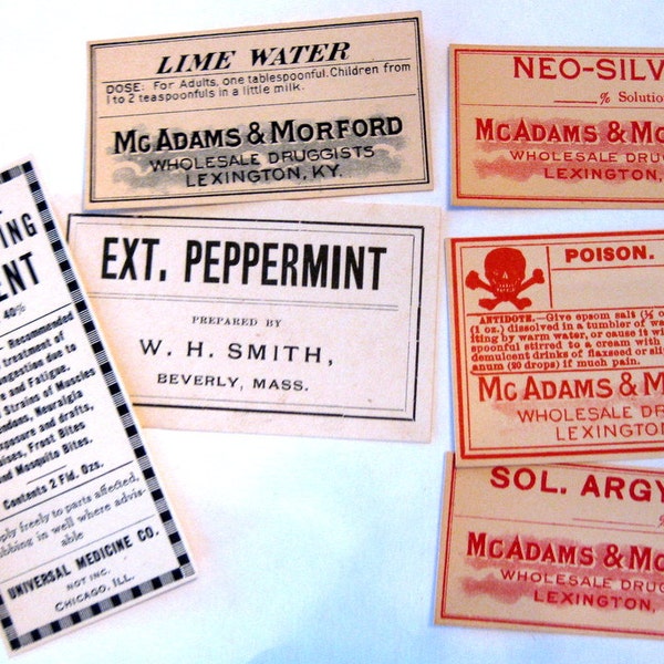 Vintage Pharmacy Drug Store Labels, Antique Advertising, Poison Label, Herbal Label