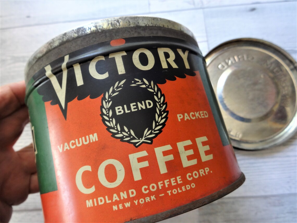 Vintage Victory Coffee Can with Lid Great Condition with Etsy