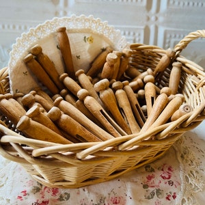 13 Vintage Wash Day Clothespins, Rustic Farmhouse Decor, Laundry Room image 1