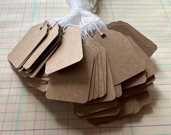 Rustic Kraft Hanging Tags with String, 100 Pieces