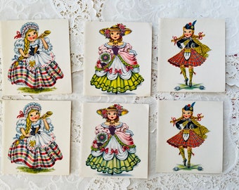 Dolls of the World 3 Greeting Cards, Unused, Doll of Switzerland, England, Scotland