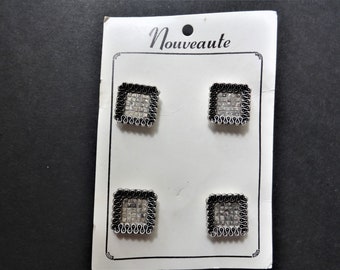 Vintage Gorgeous Nouveaute, Square Buttons, 1" Across Elegant Embellishment