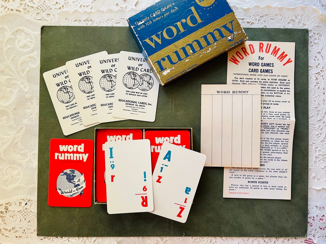 Vintage Word Rummy Complete 2 Decks Score Pad Instructions Etsy