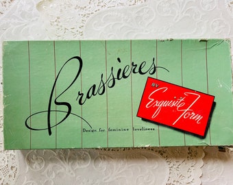 Vintage Brassieres Box ONLY, by Exquisite Form, with Original Tissue, Movie Set Prop, Display