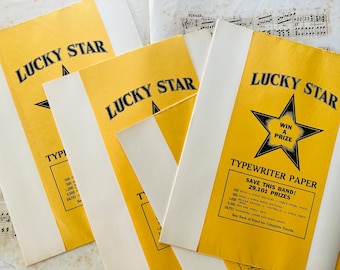 Vintage Aged Typewriter Paper, NOS, Lucky Star, Collage Junk Journals Mixed Media