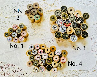 Vintage Wood Thread Spools, Craft Supply, Collectible, Farmhouse Display