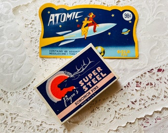 Vintage Sewing Supplies, Atomic and Prym, Needles and Pins