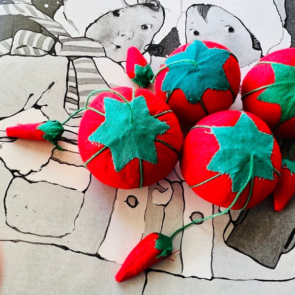 One Tiny Tomato and Strawberry Pin Cushion