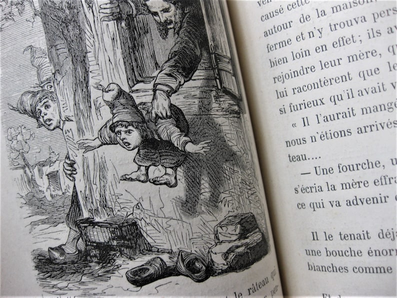 Summers End Sale Gorgeous 1872 Pauvre Blaise French Childrens Book Marbled Covers Illustrated Excellent Condition - 