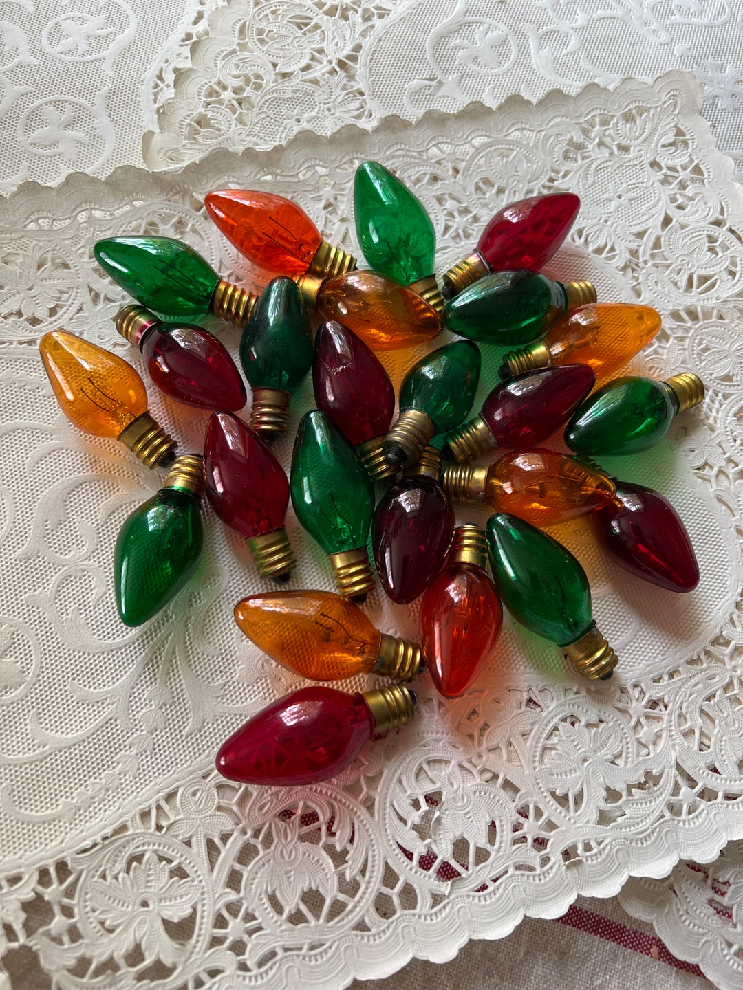 24 Semi Clear Vintage Christmas Bulbs Colors Etsy