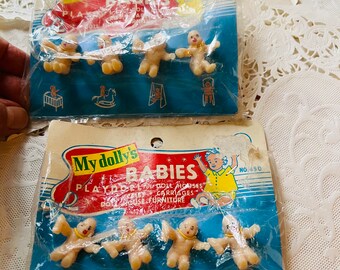 Two Pkgs Vintage My Dolly's Babies No 450 Playdoll Set of 4 Miniatures