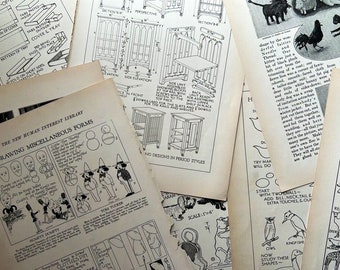 Vintage Do it Yourself Illustrated Book Pages, 1930s, Book Prints, Ephemera, Journaling, Collage