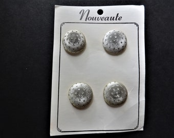 Vintage Gorgeous Nouveaute, Round Buttons, 1" Across Elegant Evening Silver Embellishments