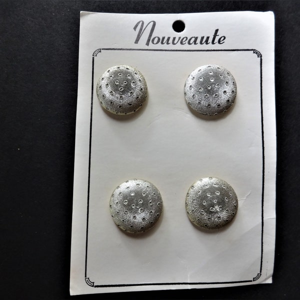 Vintage Gorgeous Nouveaute, Round Buttons, 1" Across Elegant Evening Silver Embellishments