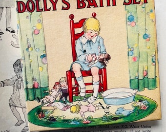 Vintage Dolly's Bath Set by Colgate,  Ivory Soap, Miniature Towel, Wash Cloth, LaFrance Rose Bottle