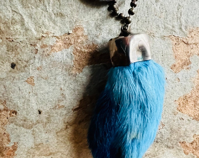 Vintage Lucky Charm Rabbits Foot Key Chain With Presto Key, Blue Etsy