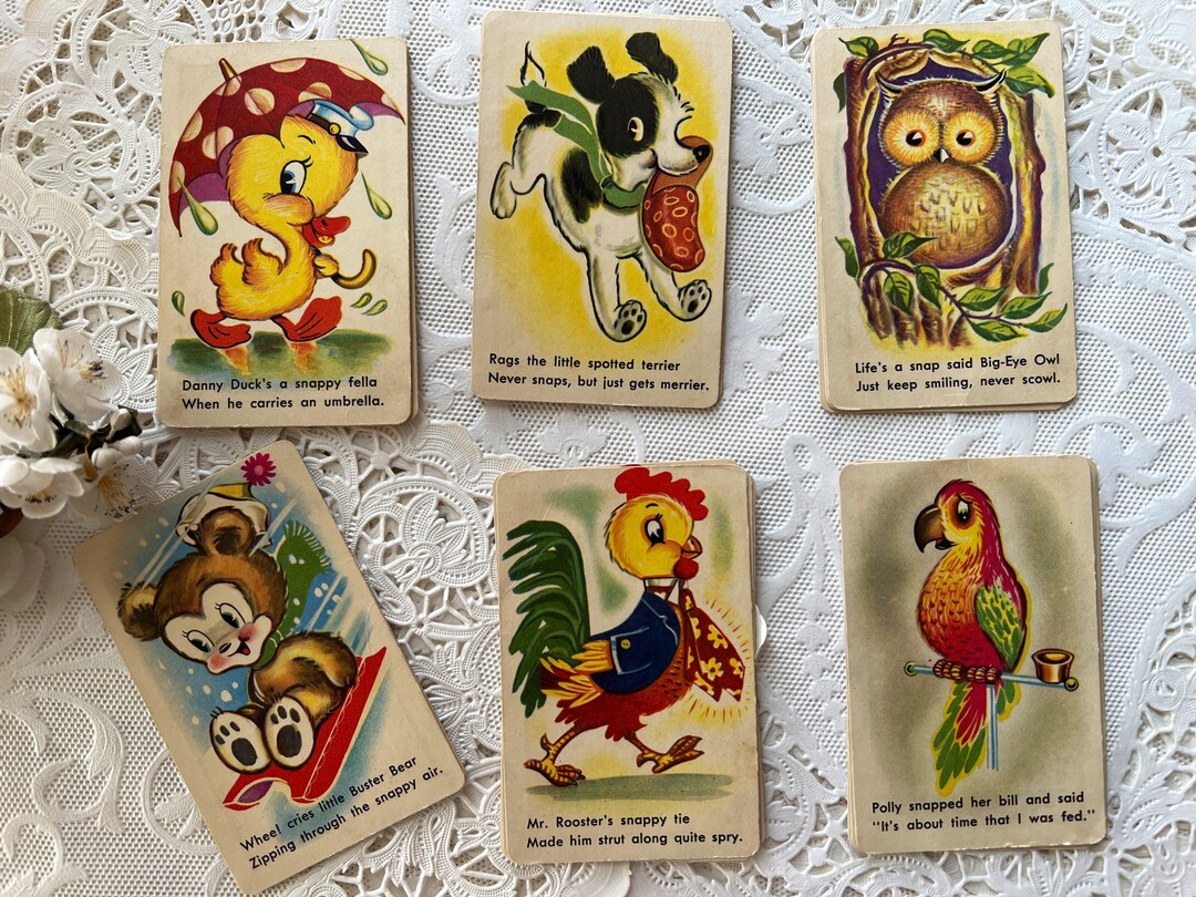 6 Vintage Animal Cards Assorted Bunny Birds Owl Duck Etsy