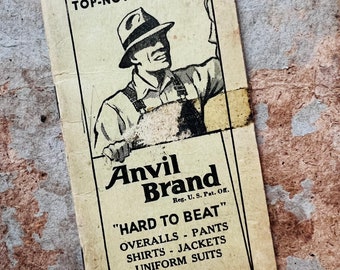 Vintage Pocket Memo Book, Lined Pages, Anvil Brand Clothing for Men