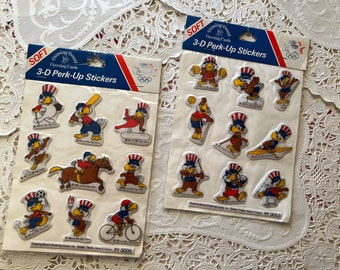 Vintage Puffy Sam the Patriotic Eagle Stickers, 3-D Perk-Up Stickers, NOS