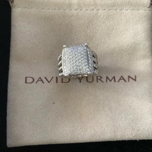 David Yurman Silver Ring with Diamond Accents size:9 featuring a stunning silver design with sparkling diamond accents.