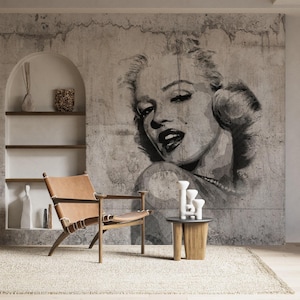 Retro Marilyn Monroe-muurschildering | Industrieel grunge-decor en popart-huisaccent | Muurkunst klassieke filmster voor kantoren