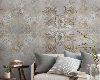 Papel pintado de damasco vintage: Mural de pared rústico y elegante