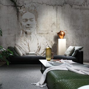 Frida Kahlo Wall Art | Vintage Rustic Artistic Wallpaper | Industrial Grunge Style Mura | Home Office Decoration | Custom Wallpaper Design