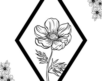 Floral Diamond Art Print: Elegant Flower Design (Digital Download)