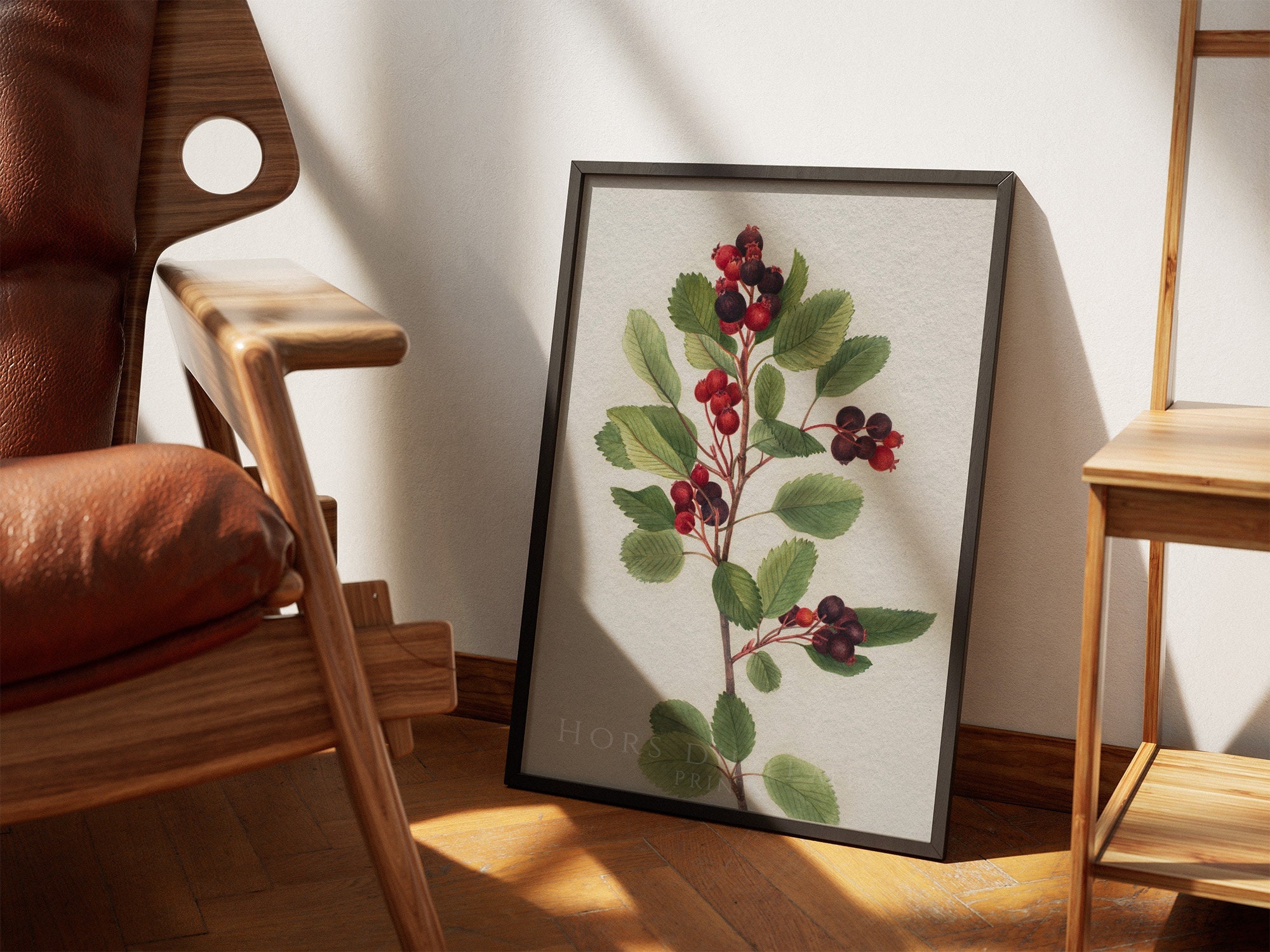 Saskatoon Berry Branch, Rustic Autumn Botanical Print, Antique Farmhouse PRINTABLE Fall Decor, Hors du temps Prints