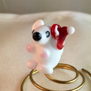 Urlaub Weihnachten Santa Maus handgefertigte Lampwork SRA Künstler USA Perle