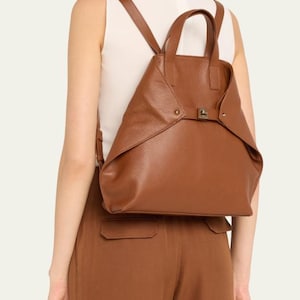 Convertible Leather Backpack Tote: Handmade Moroccan Full-Grain Bag