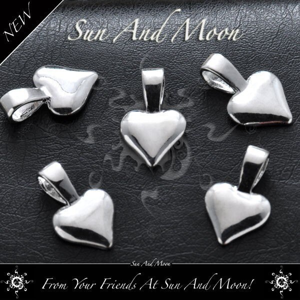 HEART BAILS - 20 Heart Bails - Small Silver Plated Bails for Scrabble Tile Pendants, Glass Tile Pendants, and Dichroic Fused Glass Jewelry