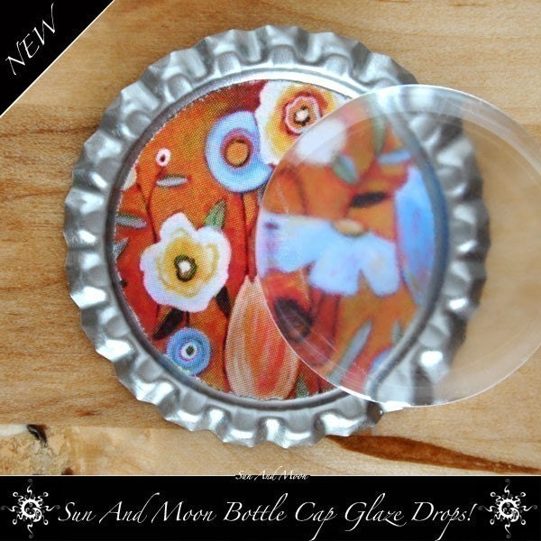 FREE STUFF- 100 Resin Glaze Drops for Bottle Caps plus 100 FREE LINERLESS BOTTLECAPS or 100 FREE HALF INCH MAGNETS - A New FUN, EASY, and FAST way to make bottle cap pendants and magnets - GREAT FOR ALL AGES - Beautiful on our colored ball chain necklaces