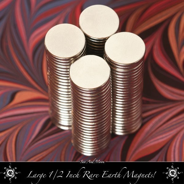 100 LARGE 1/2 Inch Neodymium Rare Earth Magnets - PERFECT SIZE for GLASS FRIDGE MAGNETS - BUTTON MAGNETS - STRONG and COMPACT - 1/16 Inch Thick