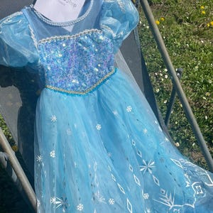 Princess Elsa Dress - Frozen Costume Gown with Cape - Ice Queen Birthday Outfit for Girls 2T-10T